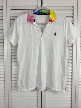 Ralph Lauren Polo Golf Tailored Fit Jersey Shirt Watercolor Print Collar Large